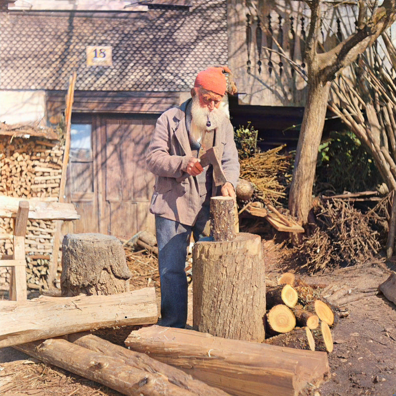 Brennholz spalten - Koloriert